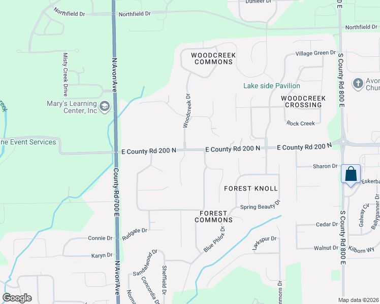 map of restaurants, bars, coffee shops, grocery stores, and more near 7361 East 200 in Avon