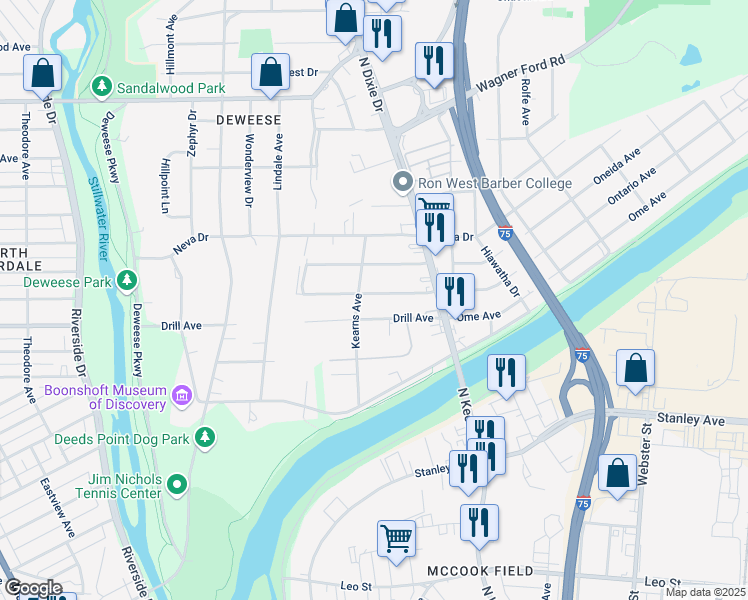 map of restaurants, bars, coffee shops, grocery stores, and more near 2008 Ontario Avenue in Dayton