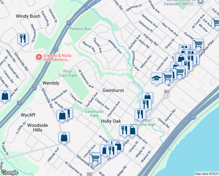 map of restaurants, bars, coffee shops, grocery stores, and more near 303 Smyrna Avenue in Wilmington
