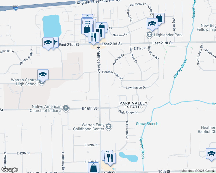 map of restaurants, bars, coffee shops, grocery stores, and more near 1736 Bluewater Ct in Indianapolis