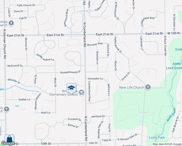 map of restaurants, bars, coffee shops, grocery stores, and more near 11735 Serenity Lane in Indianapolis