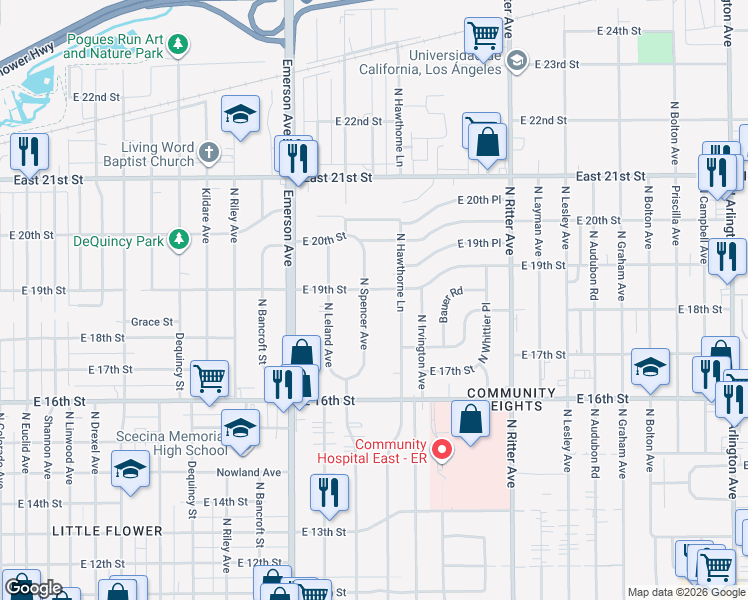 map of restaurants, bars, coffee shops, grocery stores, and more near 1850 North Hawthorne Lane in Indianapolis