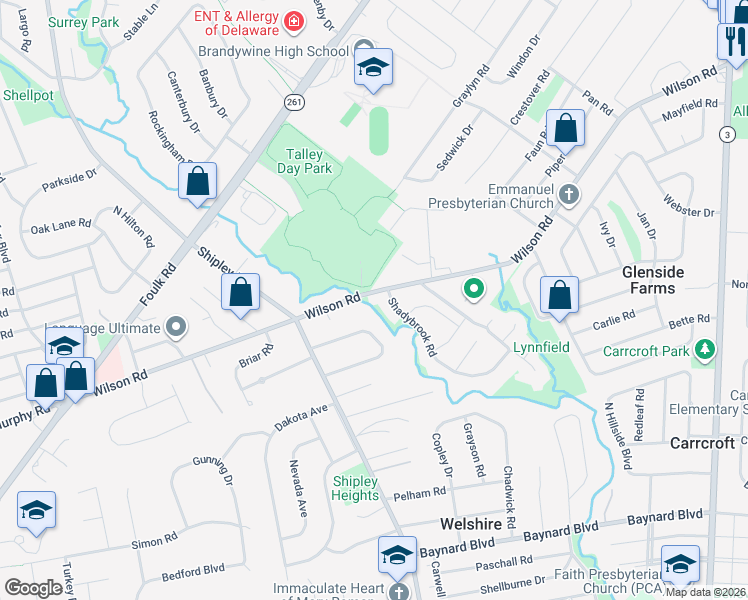 map of restaurants, bars, coffee shops, grocery stores, and more near 816 Wilson Road in Wilmington