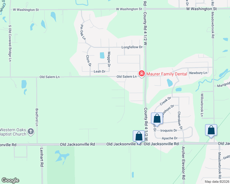 map of restaurants, bars, coffee shops, grocery stores, and more near 4700 Old Salem Lane in Springfield