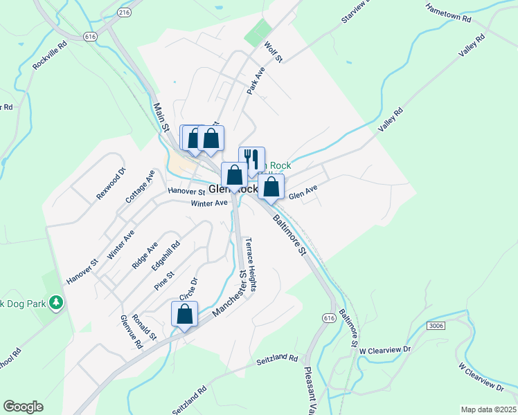 map of restaurants, bars, coffee shops, grocery stores, and more near 39 Baltimore Street in Glen Rock