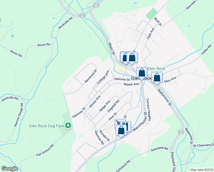 map of restaurants, bars, coffee shops, grocery stores, and more near 150 Hanover Street in Glen Rock
