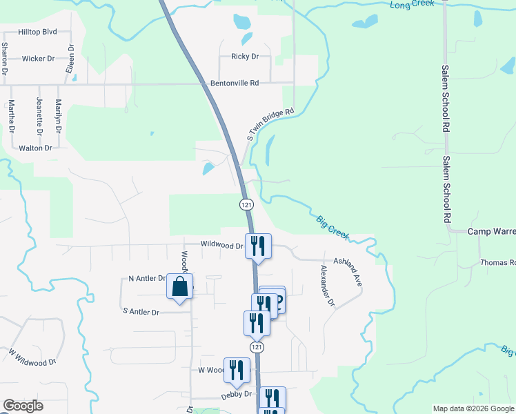 map of restaurants, bars, coffee shops, grocery stores, and more near 3800-3998 South Mount Zion Road in Decatur