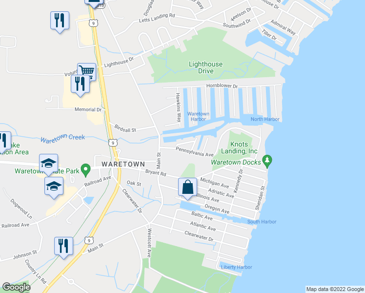 map of restaurants, bars, coffee shops, grocery stores, and more near 4 Cedar Avenue in Ocean Township