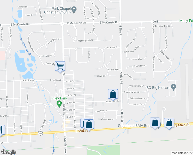 map of restaurants, bars, coffee shops, grocery stores, and more near 1263 Clove Court in Greenfield