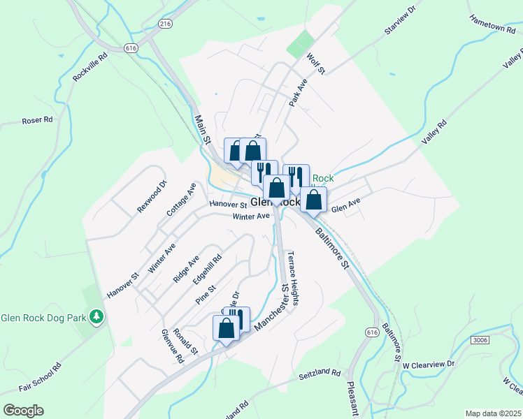 map of restaurants, bars, coffee shops, grocery stores, and more near 20 Hanover Street in Glen Rock