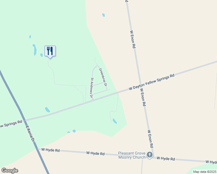 map of restaurants, bars, coffee shops, grocery stores, and more near 3780 Greenbriar Drive in Fairborn