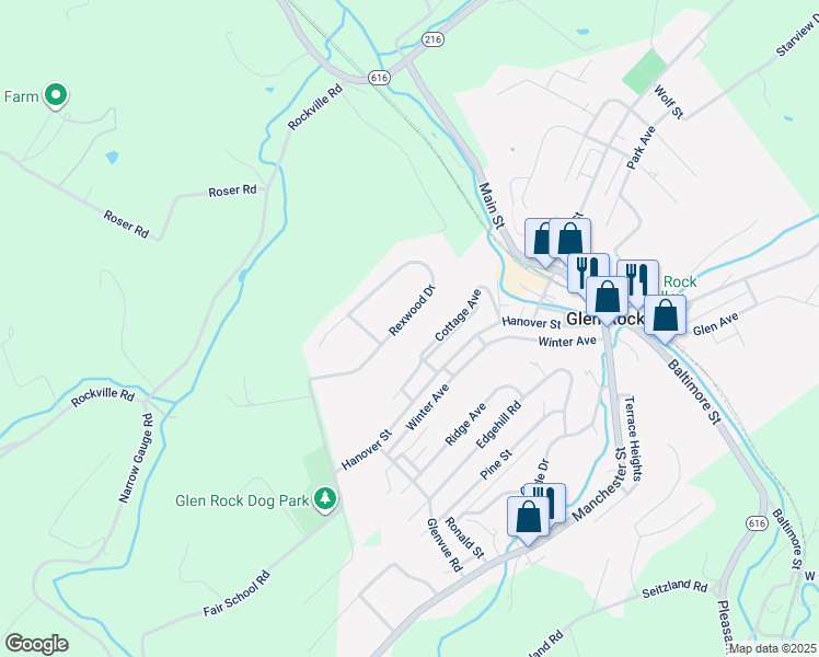 map of restaurants, bars, coffee shops, grocery stores, and more near 3017 Rexwood Drive in Glen Rock