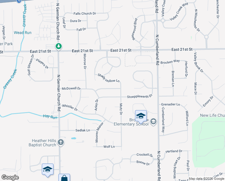 map of restaurants, bars, coffee shops, grocery stores, and more near 11426 McDowell Drive in Indianapolis