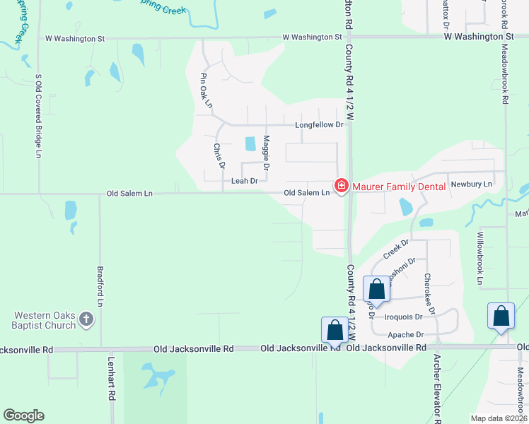 map of restaurants, bars, coffee shops, grocery stores, and more near 4764 Old Salem Road in Springfield