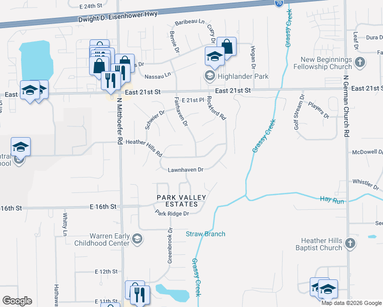 map of restaurants, bars, coffee shops, grocery stores, and more near 1830 Fairhaven Drive in Indianapolis