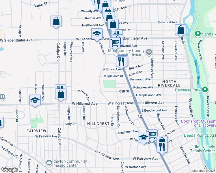 map of restaurants, bars, coffee shops, grocery stores, and more near 198 Kurtz Avenue in Dayton