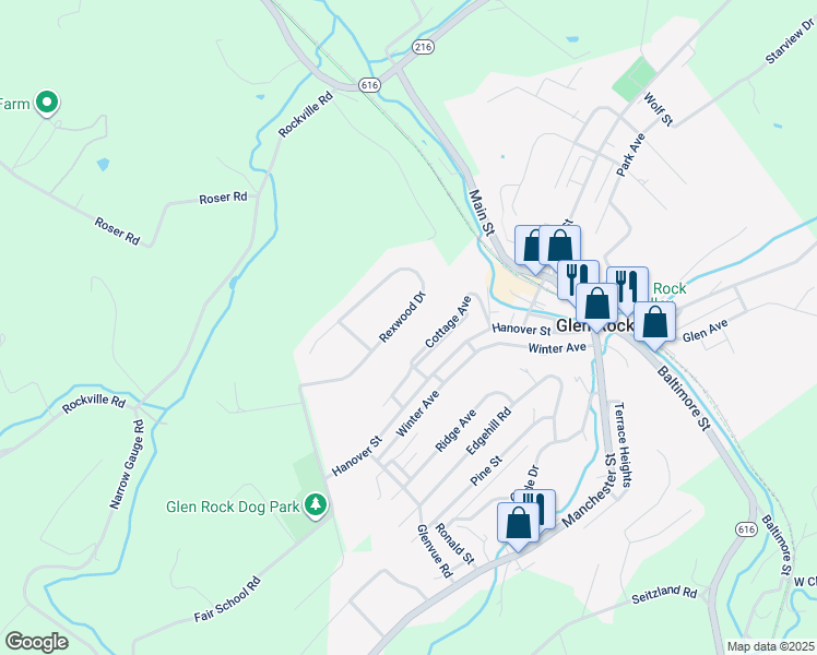 map of restaurants, bars, coffee shops, grocery stores, and more near 2999 Rexwood Drive in Glen Rock