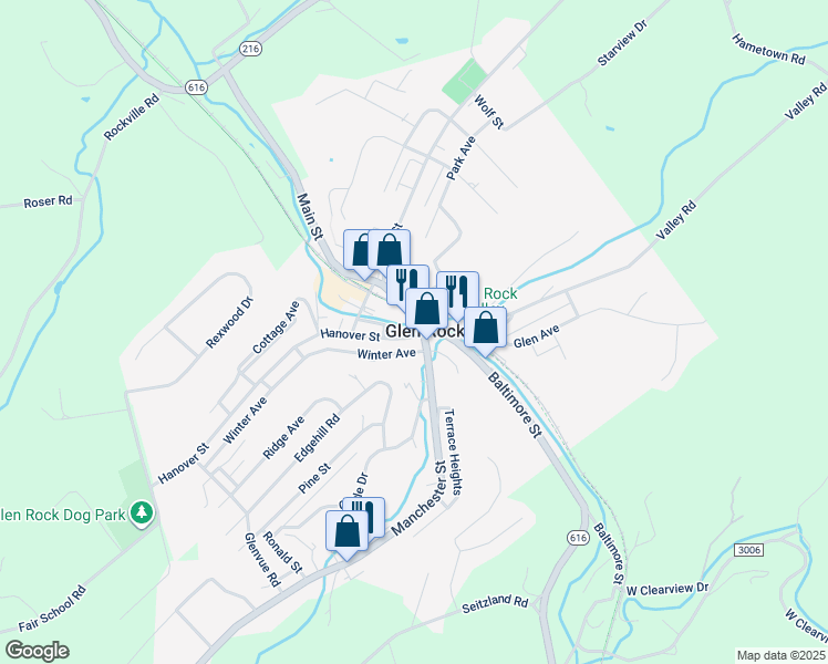 map of restaurants, bars, coffee shops, grocery stores, and more near 5 Hanover Street in Glen Rock