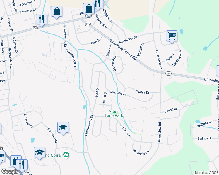map of restaurants, bars, coffee shops, grocery stores, and more near 228 Jasmine Drive in Hanover
