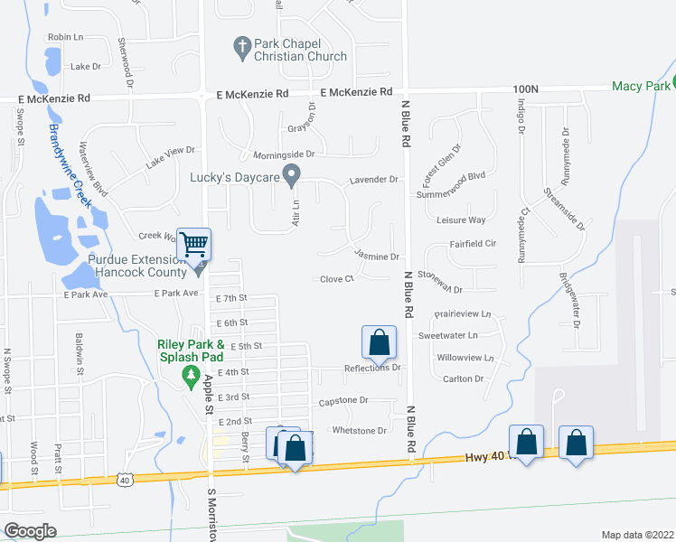 map of restaurants, bars, coffee shops, grocery stores, and more near 1316 Clove Court in Greenfield