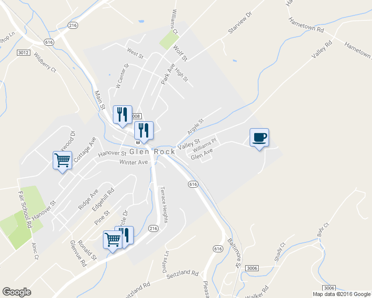 map of restaurants, bars, coffee shops, grocery stores, and more near 0 Glen Avenue in Glen Rock