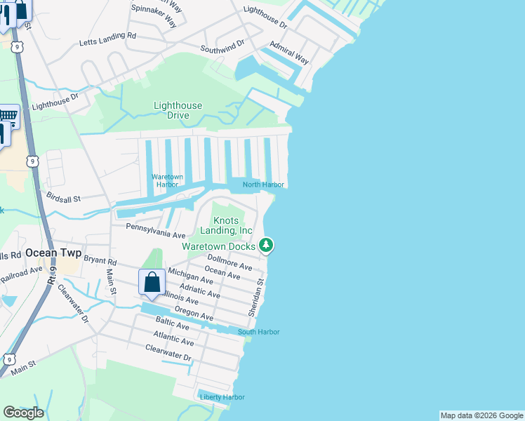 map of restaurants, bars, coffee shops, grocery stores, and more near 14 Vessel Drive in Ocean Township