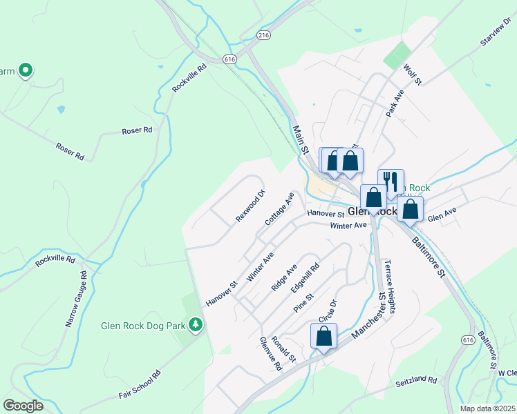 map of restaurants, bars, coffee shops, grocery stores, and more near 2981 Rexwood Dr in Glen Rock