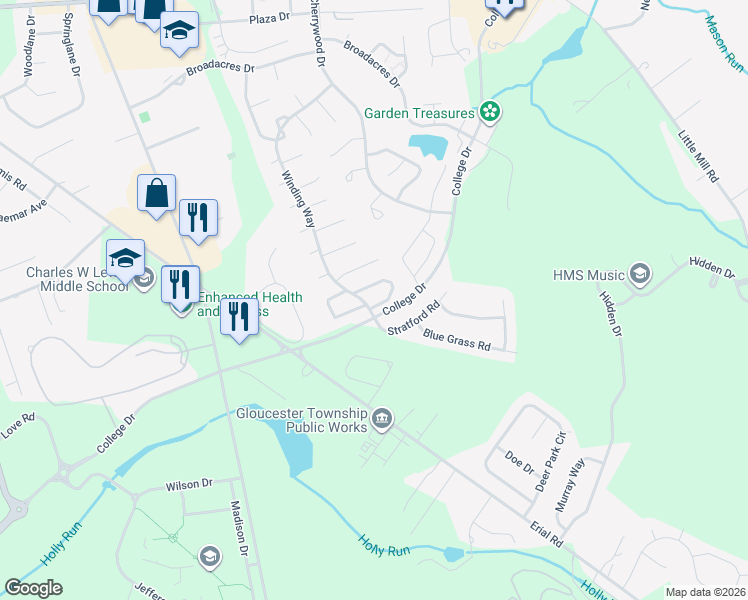 map of restaurants, bars, coffee shops, grocery stores, and more near 1752 Hybrid Place in Clementon