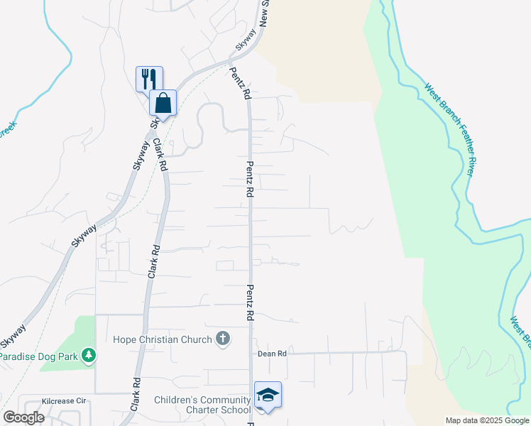 map of restaurants, bars, coffee shops, grocery stores, and more near 1744 Drayer Drive in Paradise