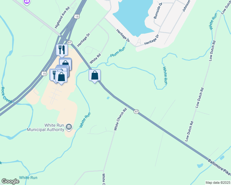 map of restaurants, bars, coffee shops, grocery stores, and more near 2234 Baltimore Pike in Gettysburg
