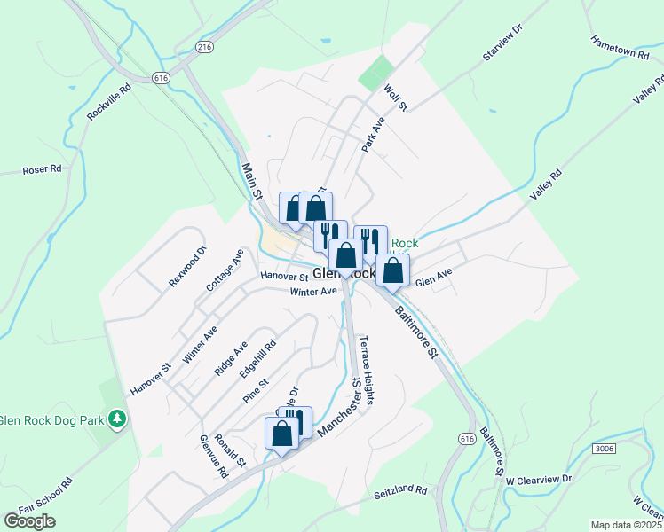 map of restaurants, bars, coffee shops, grocery stores, and more near 14 Main Street in Glen Rock