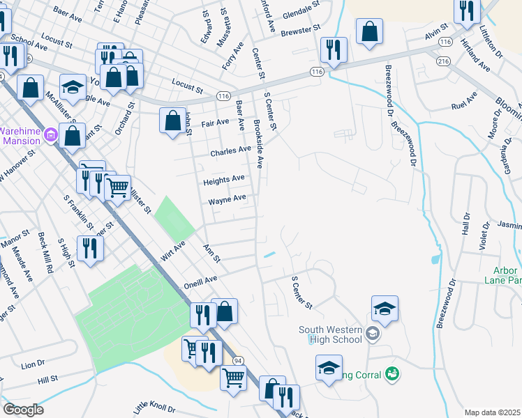 map of restaurants, bars, coffee shops, grocery stores, and more near 156 Brookside Avenue in Hanover