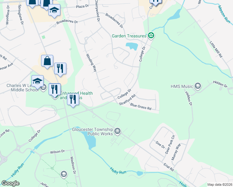 map of restaurants, bars, coffee shops, grocery stores, and more near 1752 Hybrid Place in Clementon