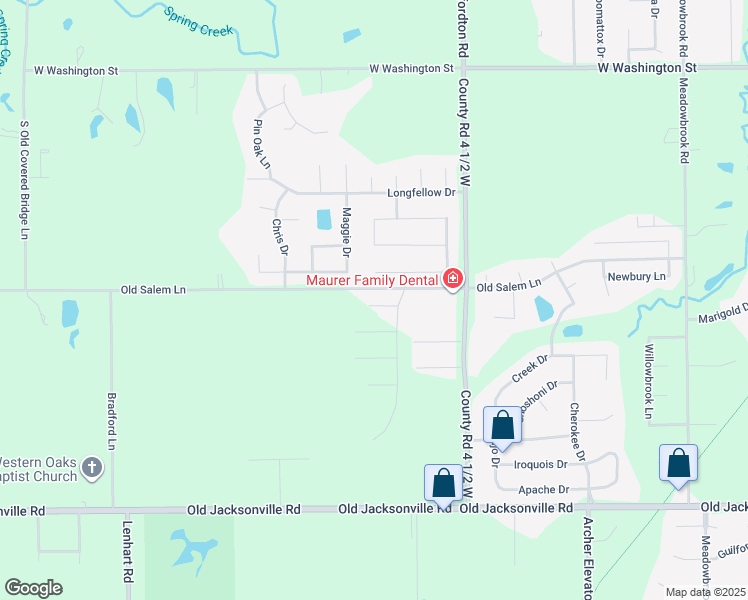 map of restaurants, bars, coffee shops, grocery stores, and more near 4620-4732 Old Salem Road in Springfield