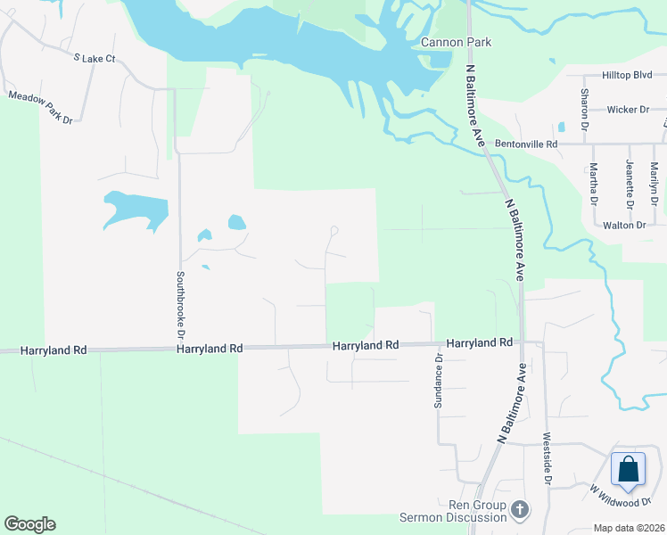 map of restaurants, bars, coffee shops, grocery stores, and more near 3680 Harryland Road in Mount Zion