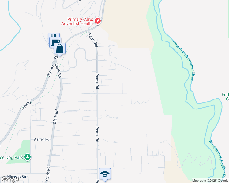 map of restaurants, bars, coffee shops, grocery stores, and more near 1761 Drayer Drive in Paradise