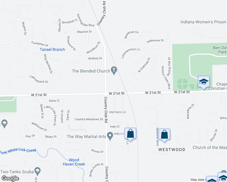 map of restaurants, bars, coffee shops, grocery stores, and more near 2120 Debello Court in Indianapolis