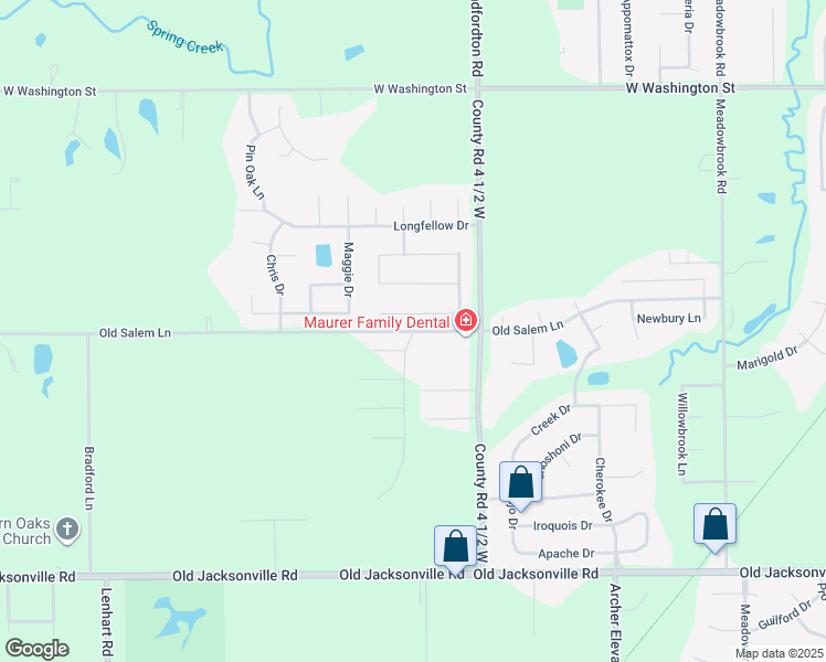map of restaurants, bars, coffee shops, grocery stores, and more near 4620 Old Salem Road in Springfield