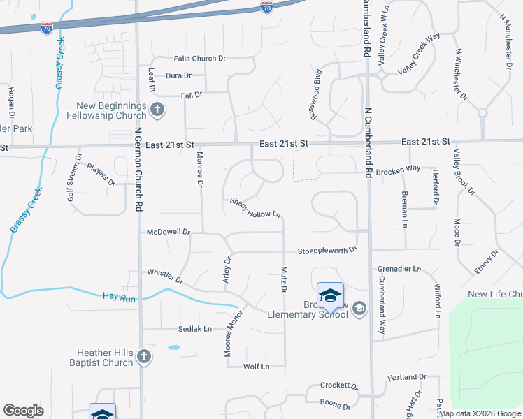 map of restaurants, bars, coffee shops, grocery stores, and more near 11426 McDowell Drive in Indianapolis