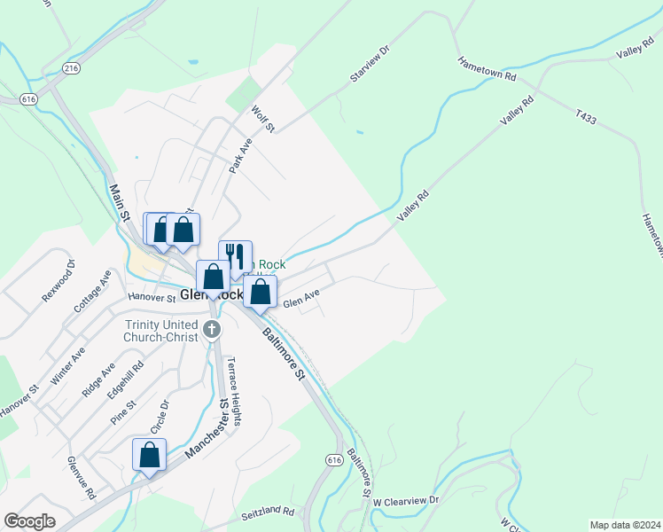 map of restaurants, bars, coffee shops, grocery stores, and more near 61 Valley Street in Glen Rock