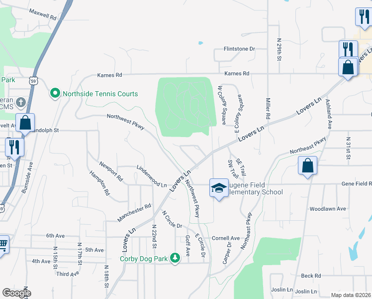 map of restaurants, bars, coffee shops, grocery stores, and more near 5 Wishbone Road in Saint Joseph