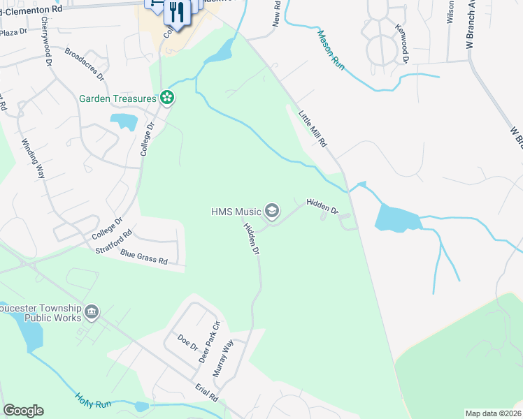 map of restaurants, bars, coffee shops, grocery stores, and more near 231 Hidden Drive in Camden County