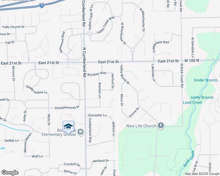 map of restaurants, bars, coffee shops, grocery stores, and more near 1931 Herford Drive in Indianapolis
