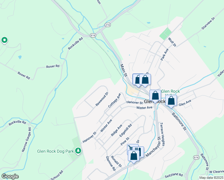 map of restaurants, bars, coffee shops, grocery stores, and more near 2909 Rexwood Drive in Glen Rock