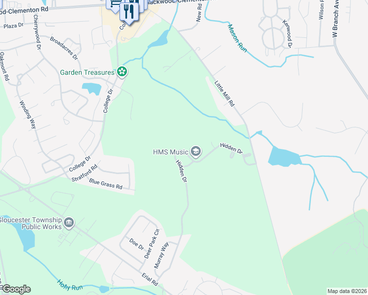 map of restaurants, bars, coffee shops, grocery stores, and more near 231 Hidden Drive in Camden County