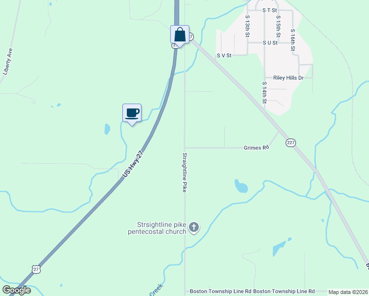 map of restaurants, bars, coffee shops, grocery stores, and more near 2550 Straightline Pike in Richmond