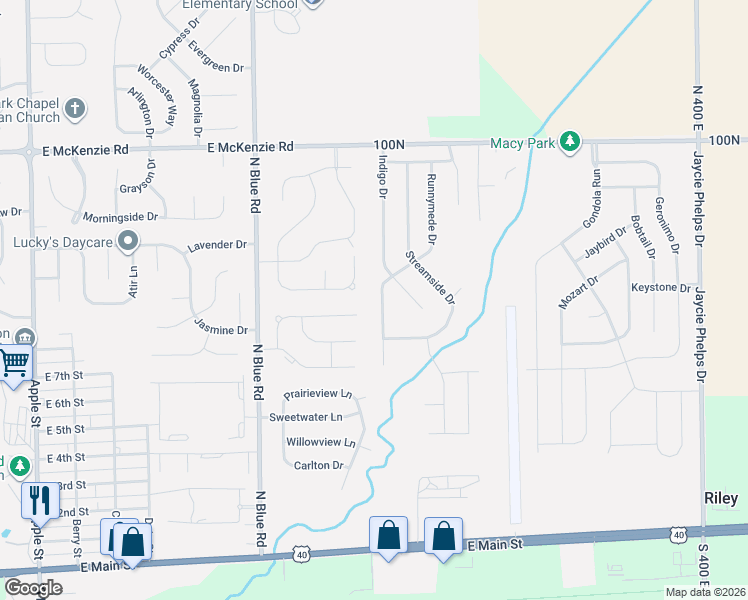 map of restaurants, bars, coffee shops, grocery stores, and more near 1779 Leisure Way in Greenfield