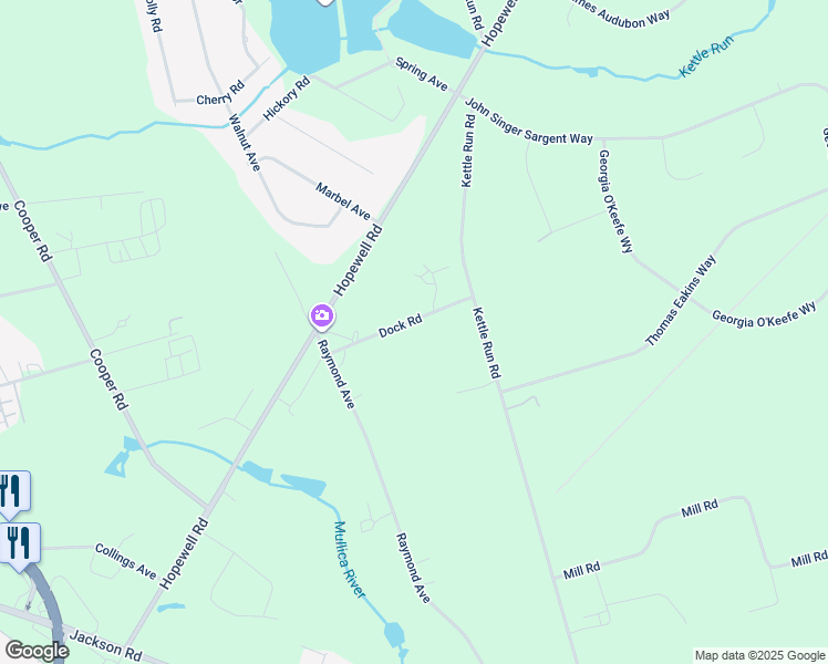 map of restaurants, bars, coffee shops, grocery stores, and more near 219 Dock Road in MARLTON