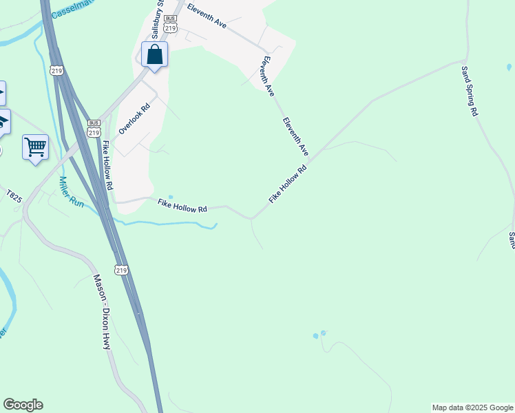 map of restaurants, bars, coffee shops, grocery stores, and more near 410 Fike Hollow Road in Meyersdale