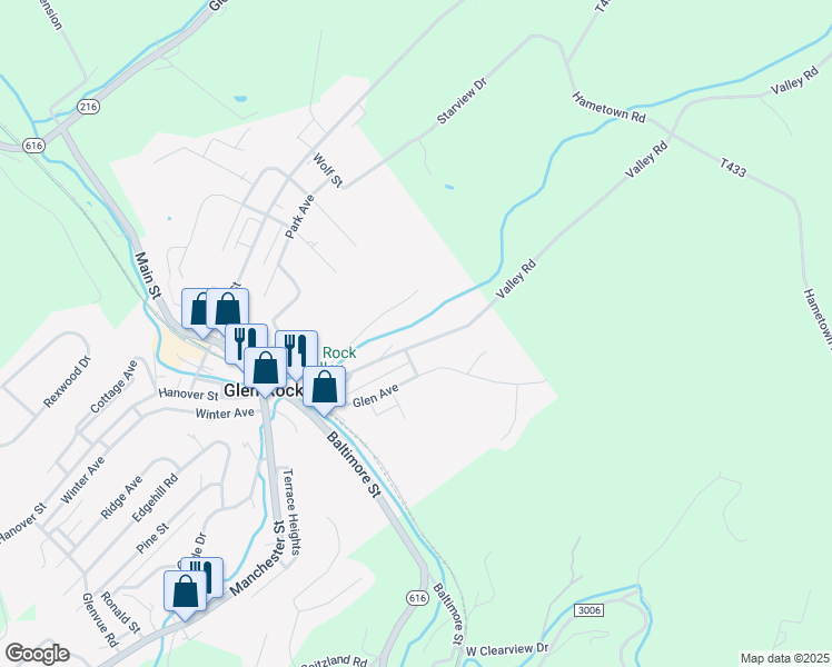 map of restaurants, bars, coffee shops, grocery stores, and more near 62 Valley Street in Glen Rock